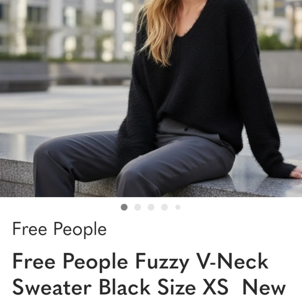 Free‎ People Fuzzy Black V-Neck Sweater